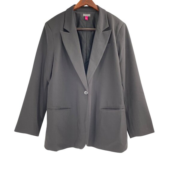 Vince Camuto Womens XXL Blazer Jacket Black Classic Single-Button Dark Academia - Picture 1 of 7